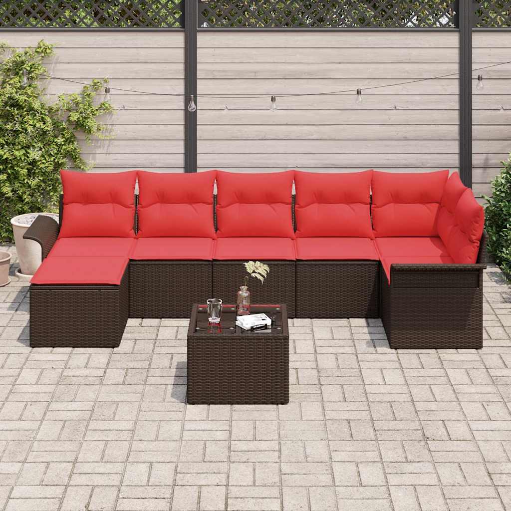 Kerti Kanapé Szett tárolóval 8 pcs Barna polirattan