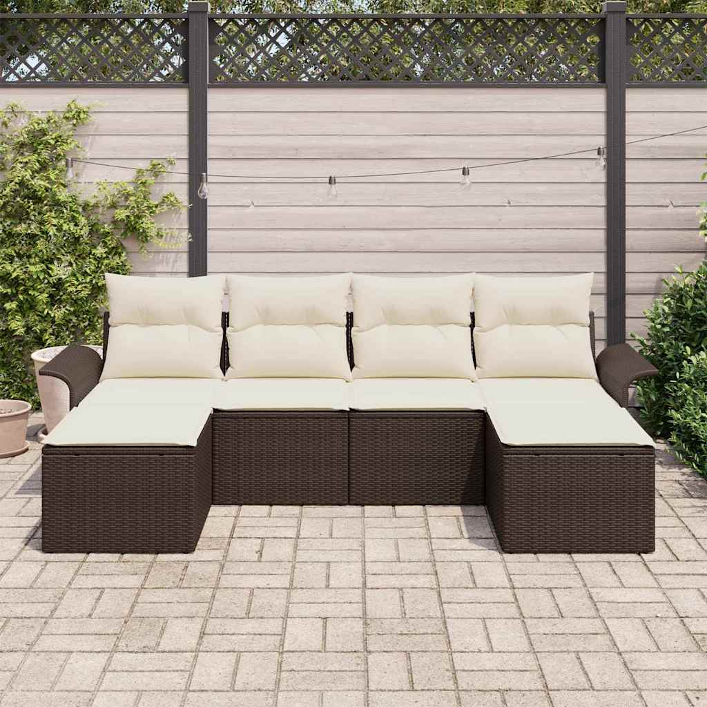 Kerti Kanapé Szett tárolóval 6 pcs Barna polirattan