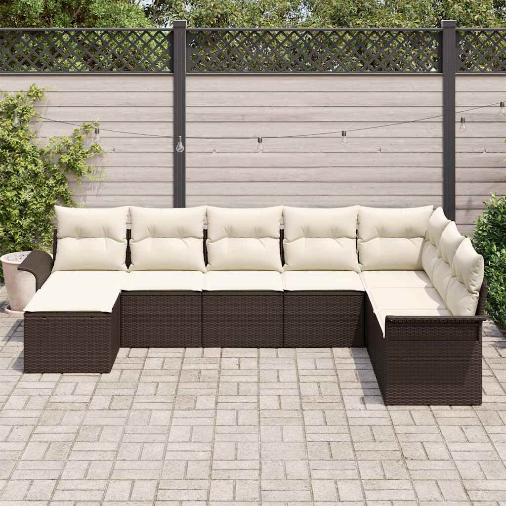 Kerti Kanapé Szett párnával tárolóval 8 pcs Barna Poli rattan