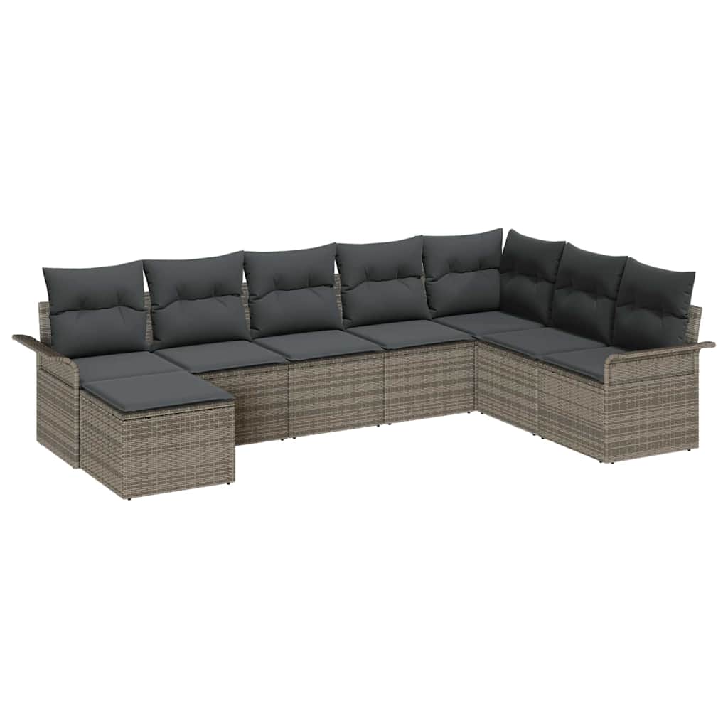 Kerti Kanapé Szett párnával tárolóval 8 pcs Szürke Poli rattan