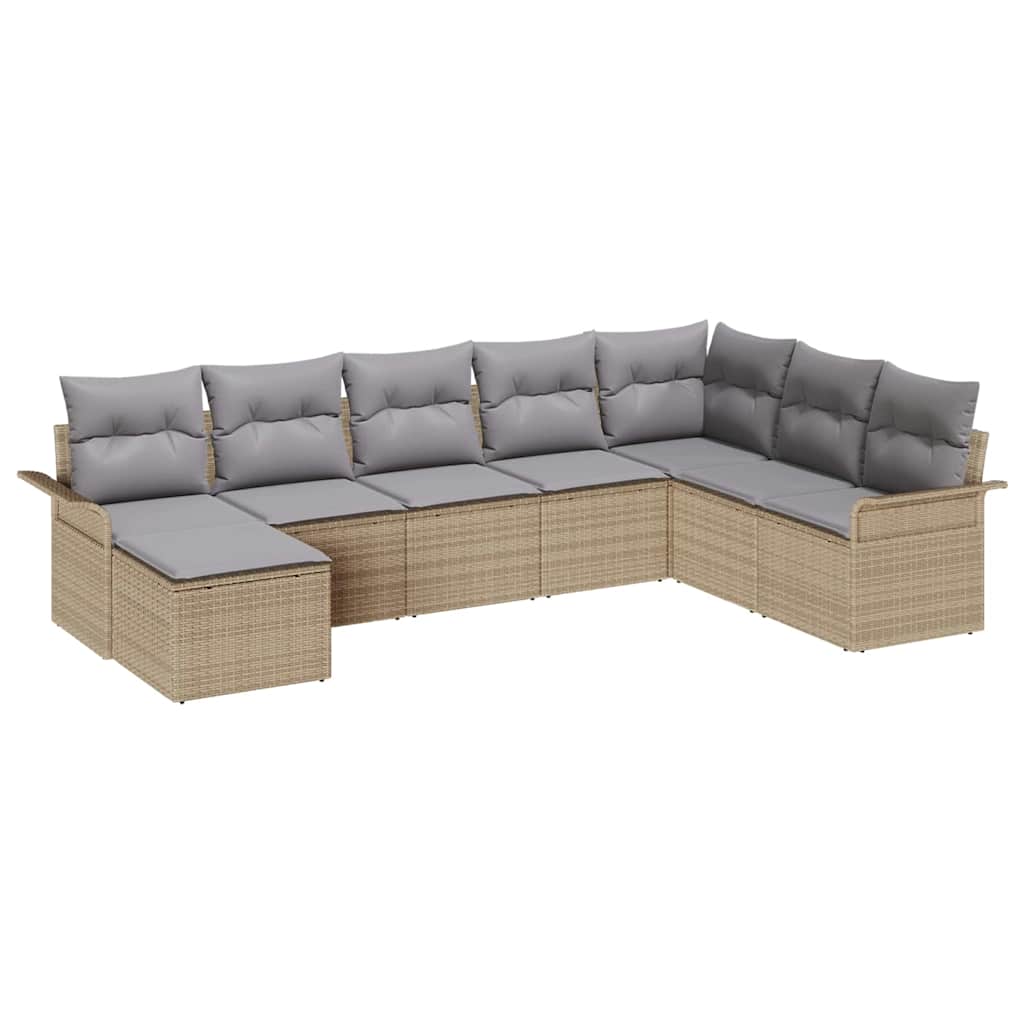 Kerti Kanapé Szett párnával tárolóval 8 pcs Bézs Poli rattan