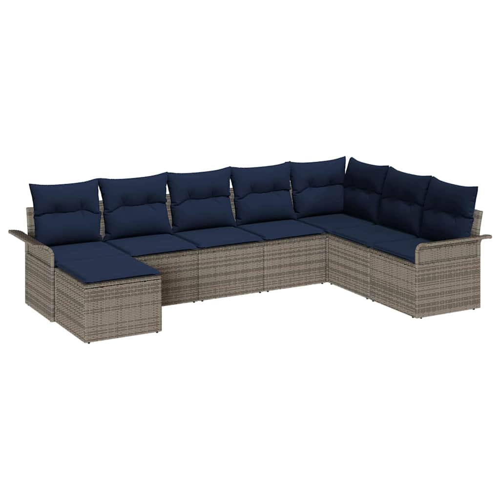 Kerti Kanapé Szett párnával 8 pcs Világosszürke Poli rattan