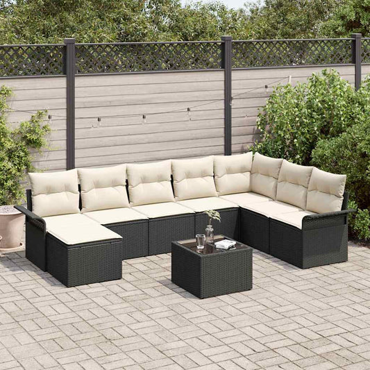 Kerti Kanapé Szett párnával tárolóval 9 pcs Barna Poli rattan