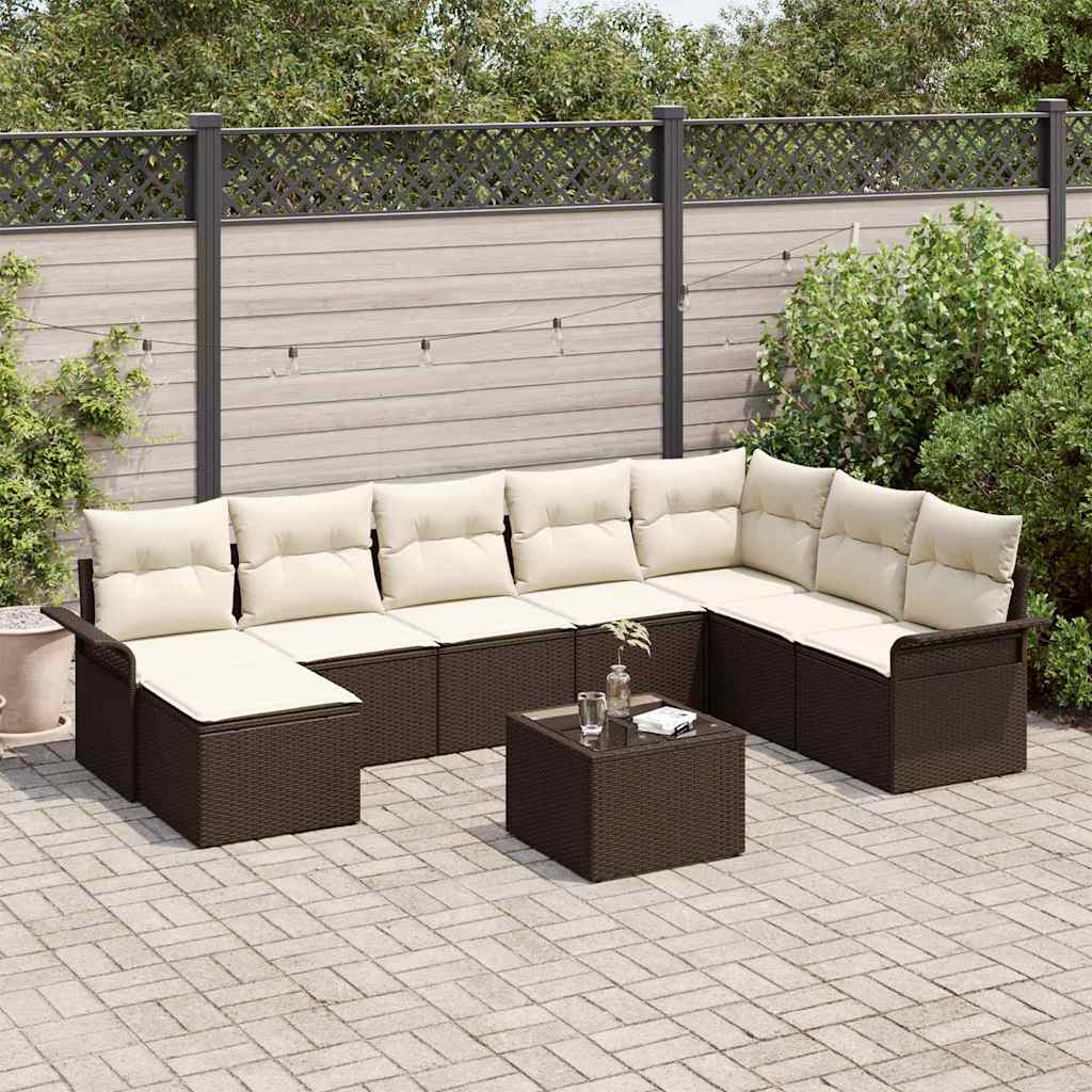 Kerti Kanapé Szett párnával tárolóval 9 pcs Szürke Poli rattan