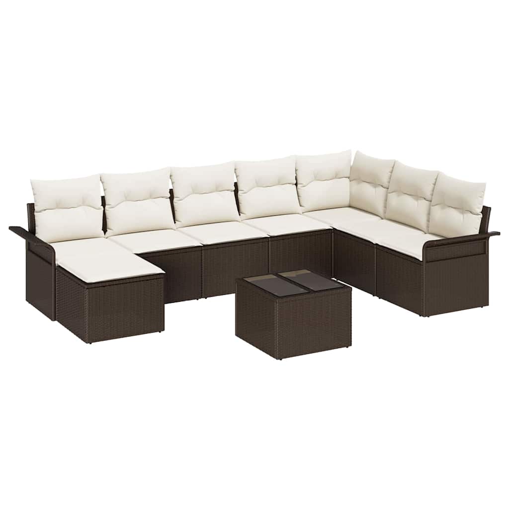 Kerti Kanapé Szett párnával tárolóval 9 pcs Szürke Poli rattan
