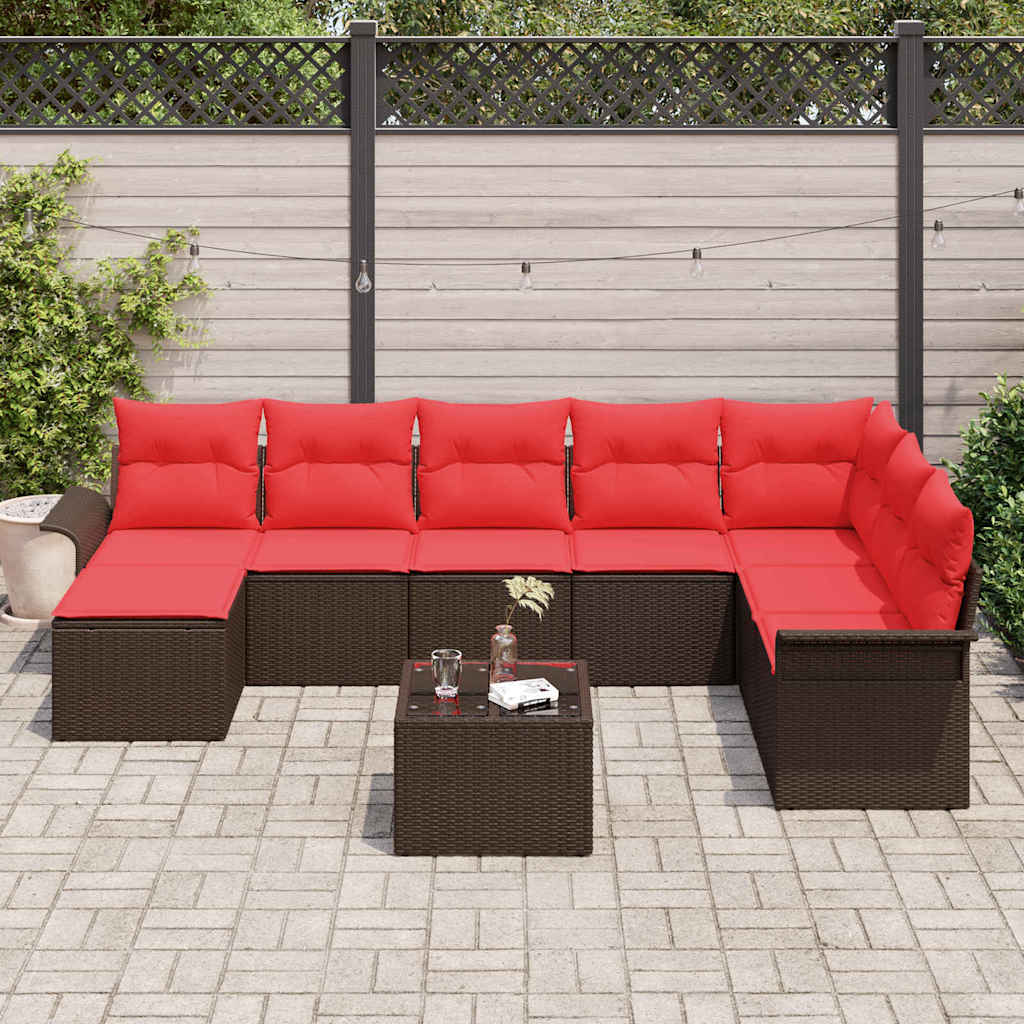 Kerti Kanapé Szett párnával tárolóval 9 pcs Barna Poli rattan