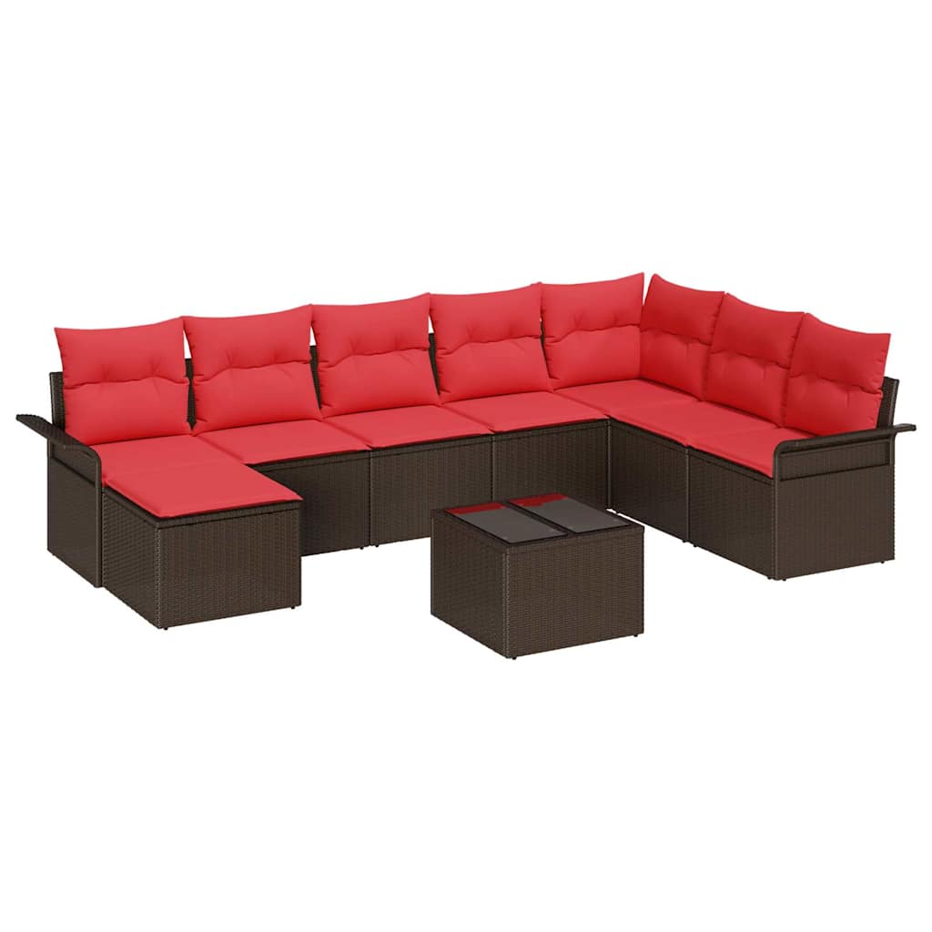Kerti Kanapé Szett párnával tárolóval 9 pcs Barna Poli rattan