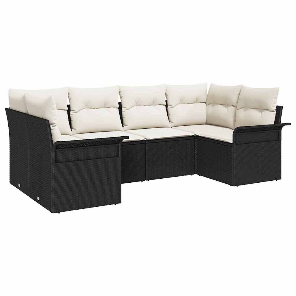 Kerti Kanapé Szett tárolóval 6 pcs Fekete Poli rattan