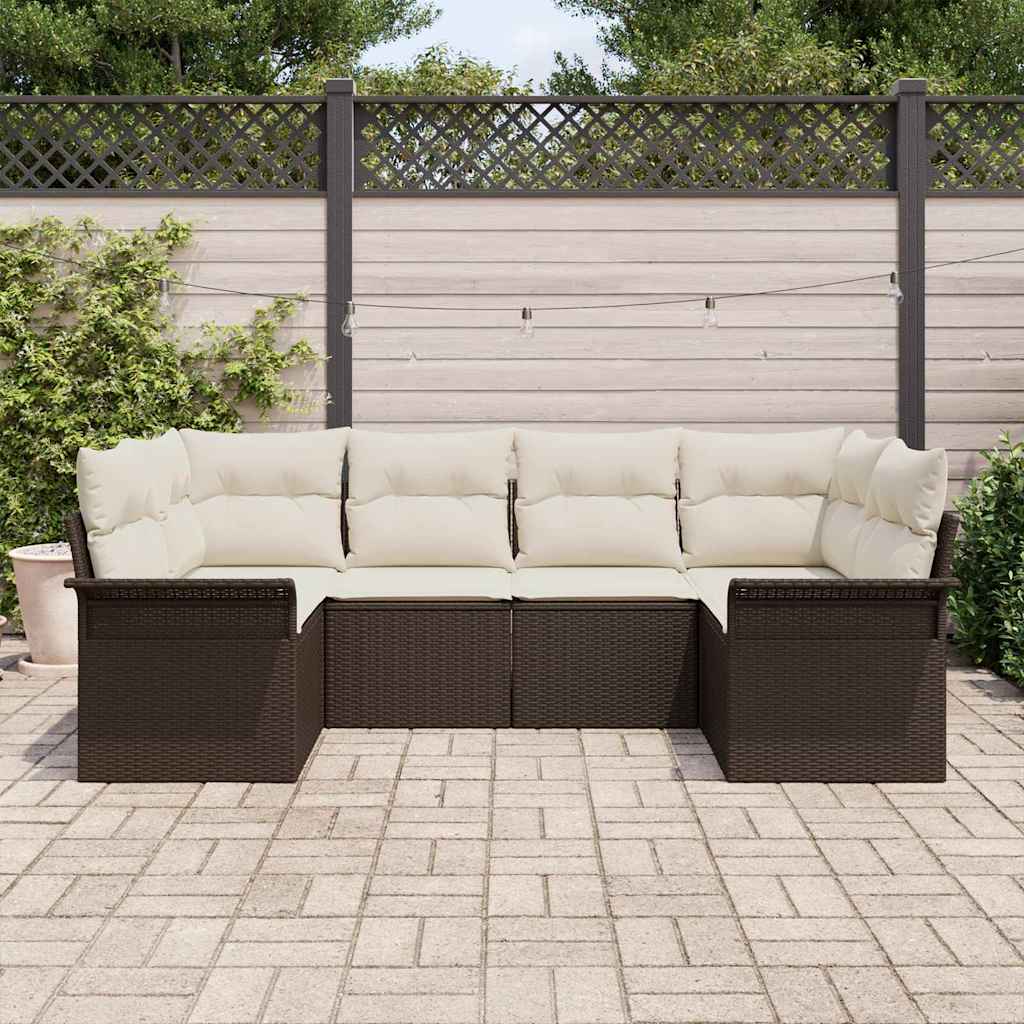 Kerti Kanapé Szett tárolóval 6 pcs Barna Poli rattan