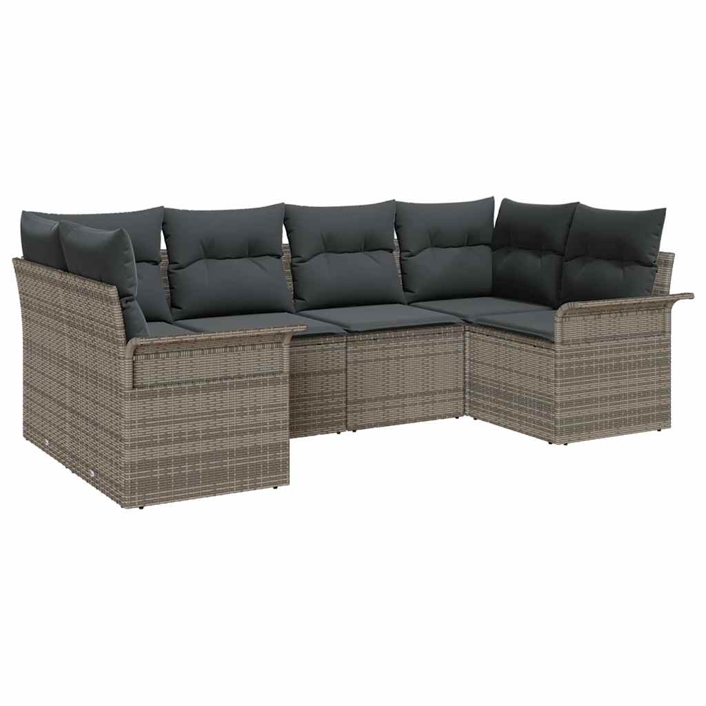 Kerti Kanapé Szett tárolóval 6 pcs Szürke Poli rattan