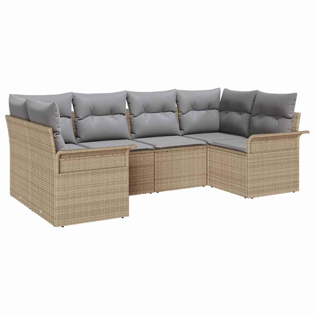 Kerti Kanapé Szett tárolóval 6 pcs Bézs Poli rattan