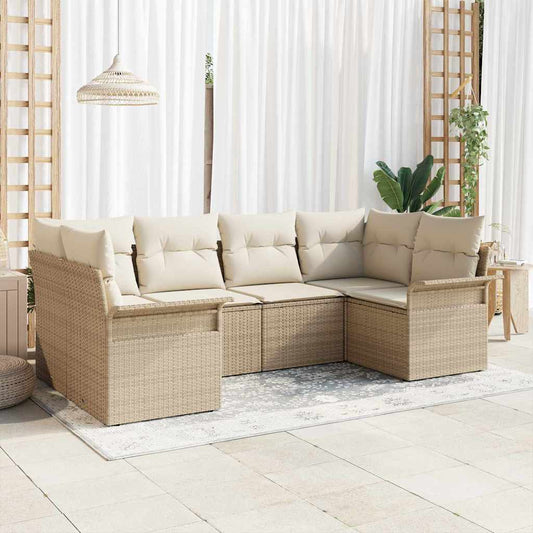 Kerti Kanapé Szett tárolóval 6 pcs Bézs Poli rattan