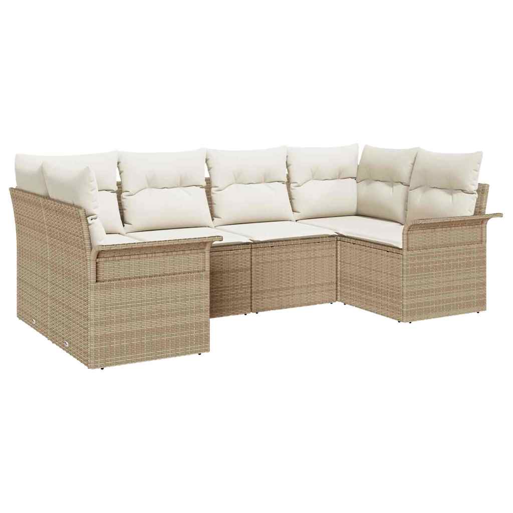 Kerti Kanapé Szett tárolóval 6 pcs Bézs Poli rattan