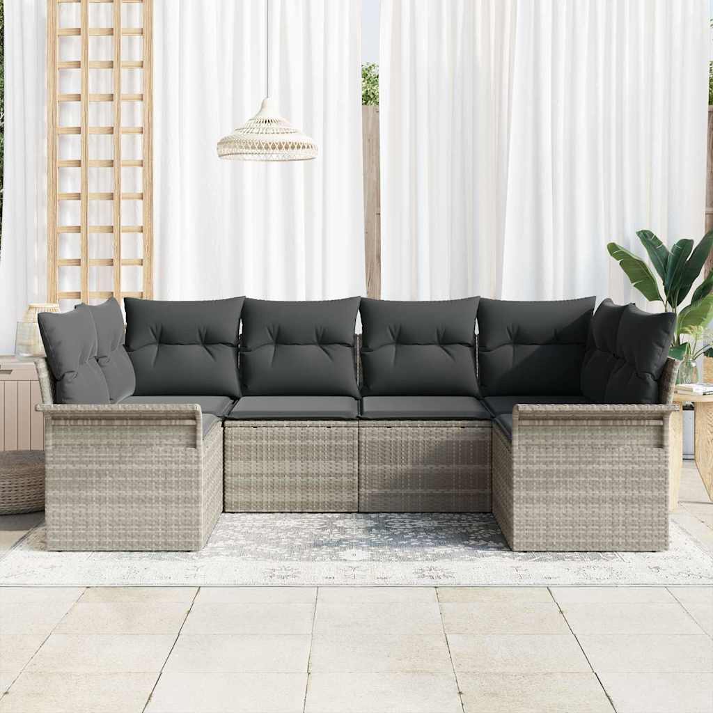 Kerti Kanapé Szett tárolóval 6 pcs Világosszürke Poli rattan