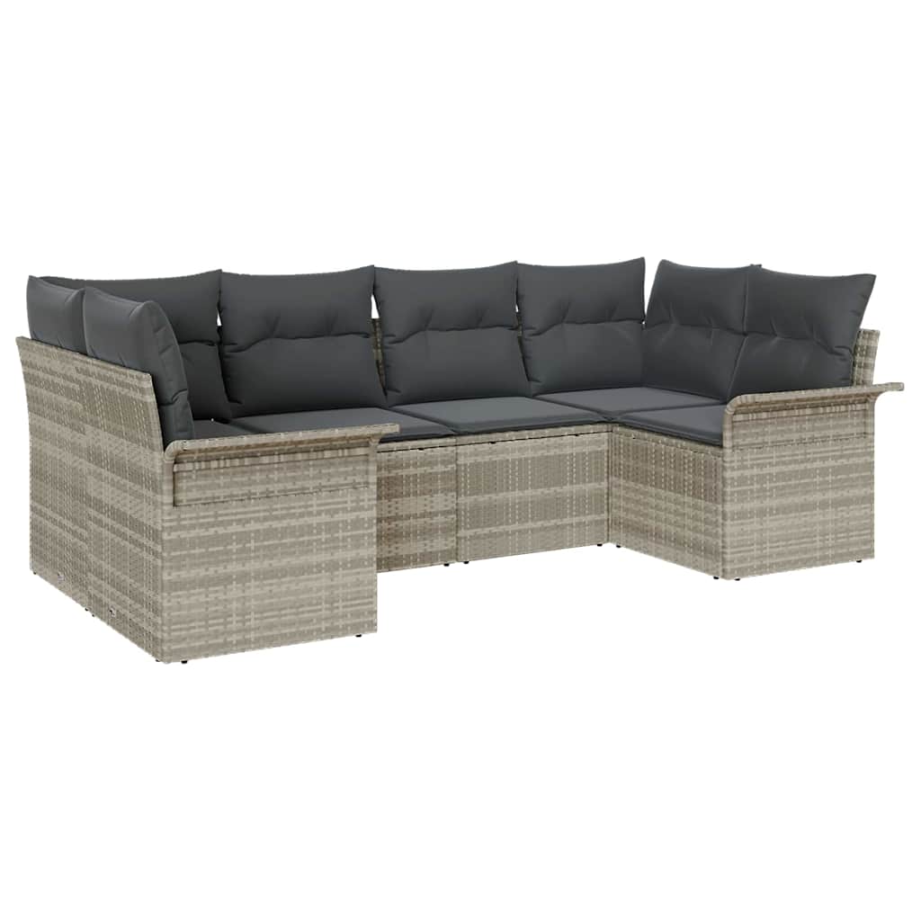 Kerti Kanapé Szett tárolóval 6 pcs Világosszürke Poli rattan