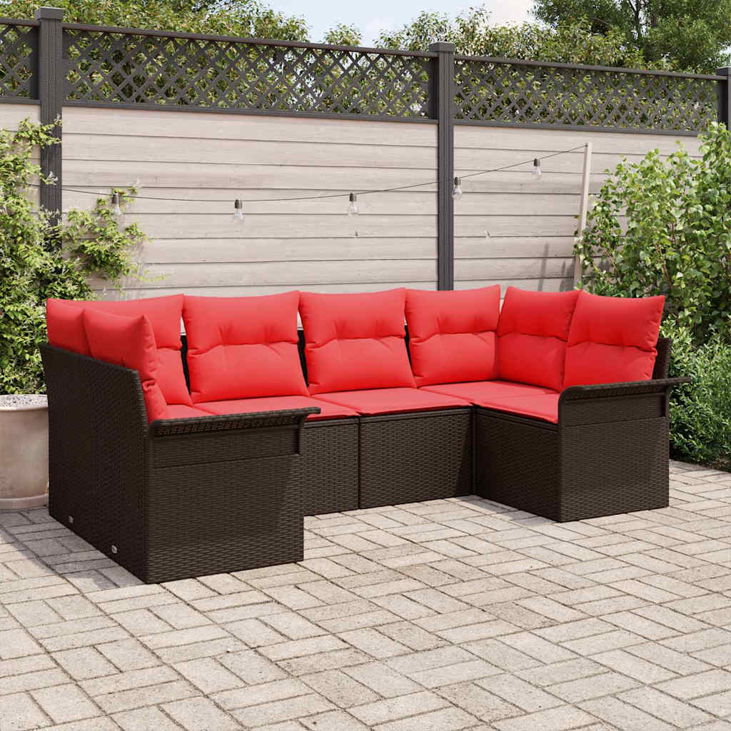 Kerti Kanapé Szett tárolóval 6 pcs Barna Poli rattan