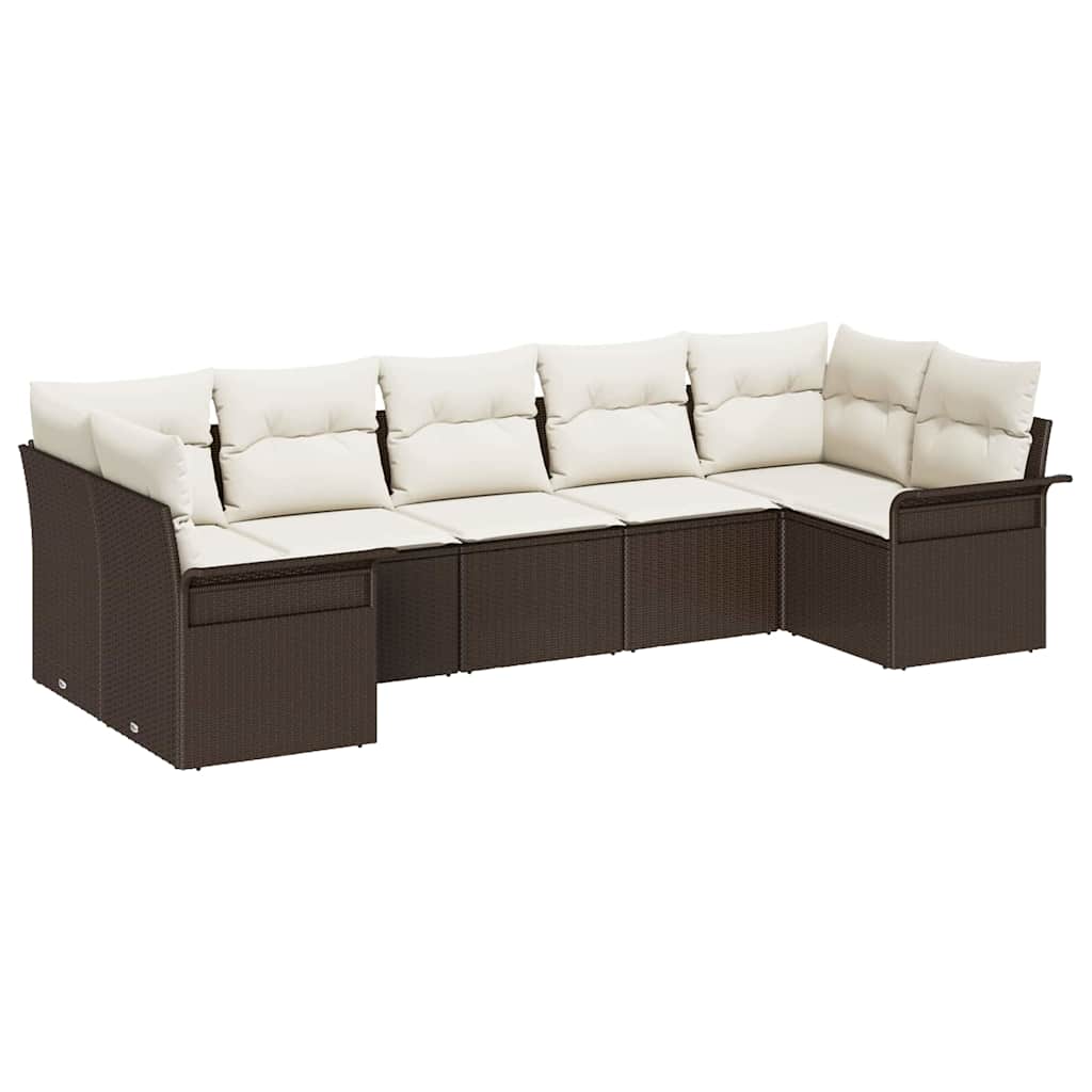 Kerti Kanapé Szett tárolóval 7 pcs Barna Poli rattan