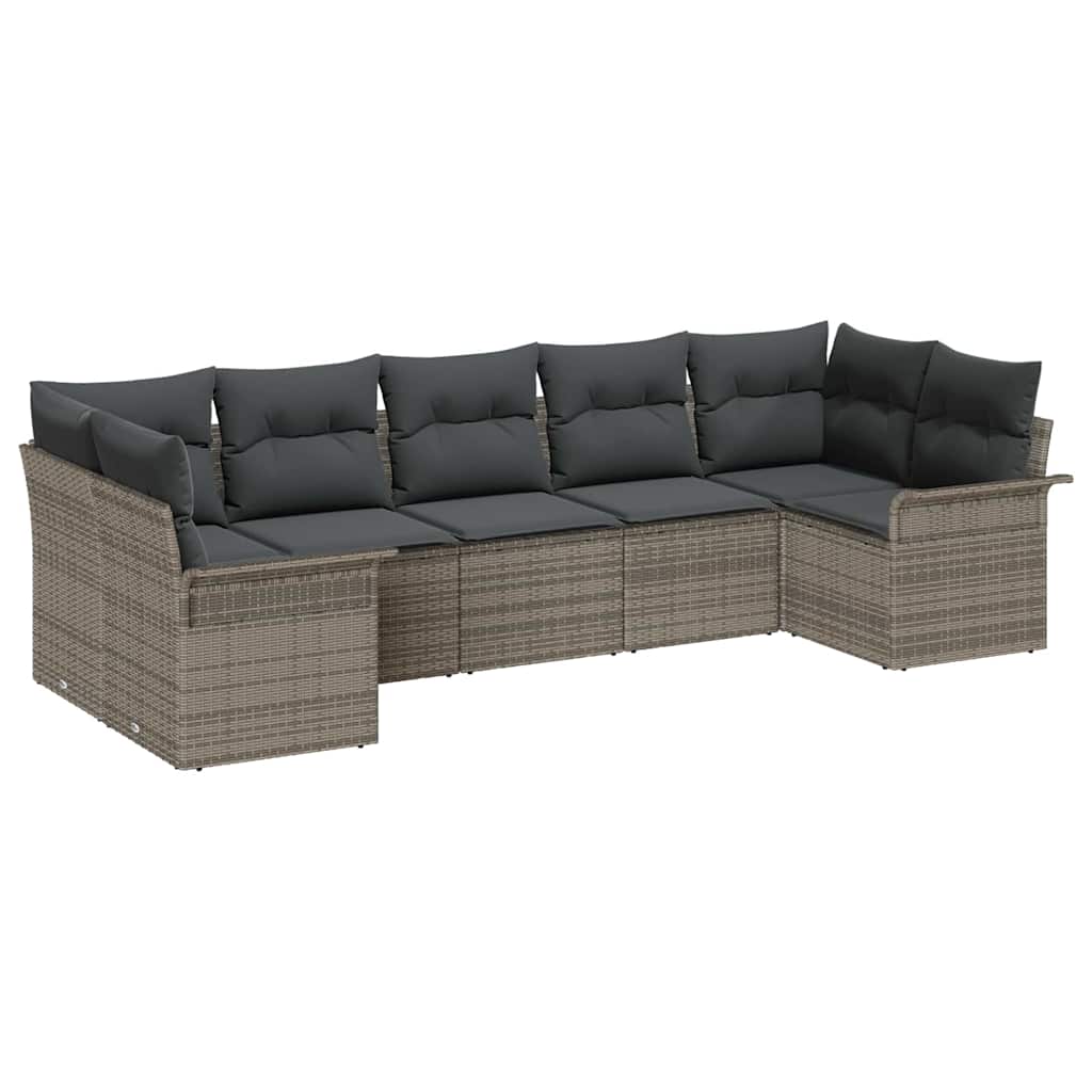 Kerti Kanapé Szett párnával tárolóval 7 pcs Szürke Poli rattan