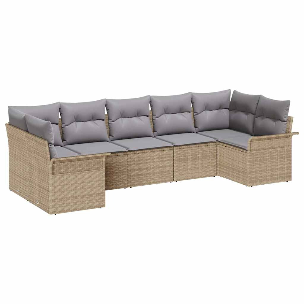 Kerti Kanapé Szett párnával tárolóval 7 pcs Bézs Poli rattan