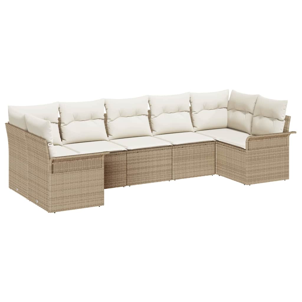 Kerti Kanapé Szett párnával tárolóval 7 pcs Bézs Poli rattan