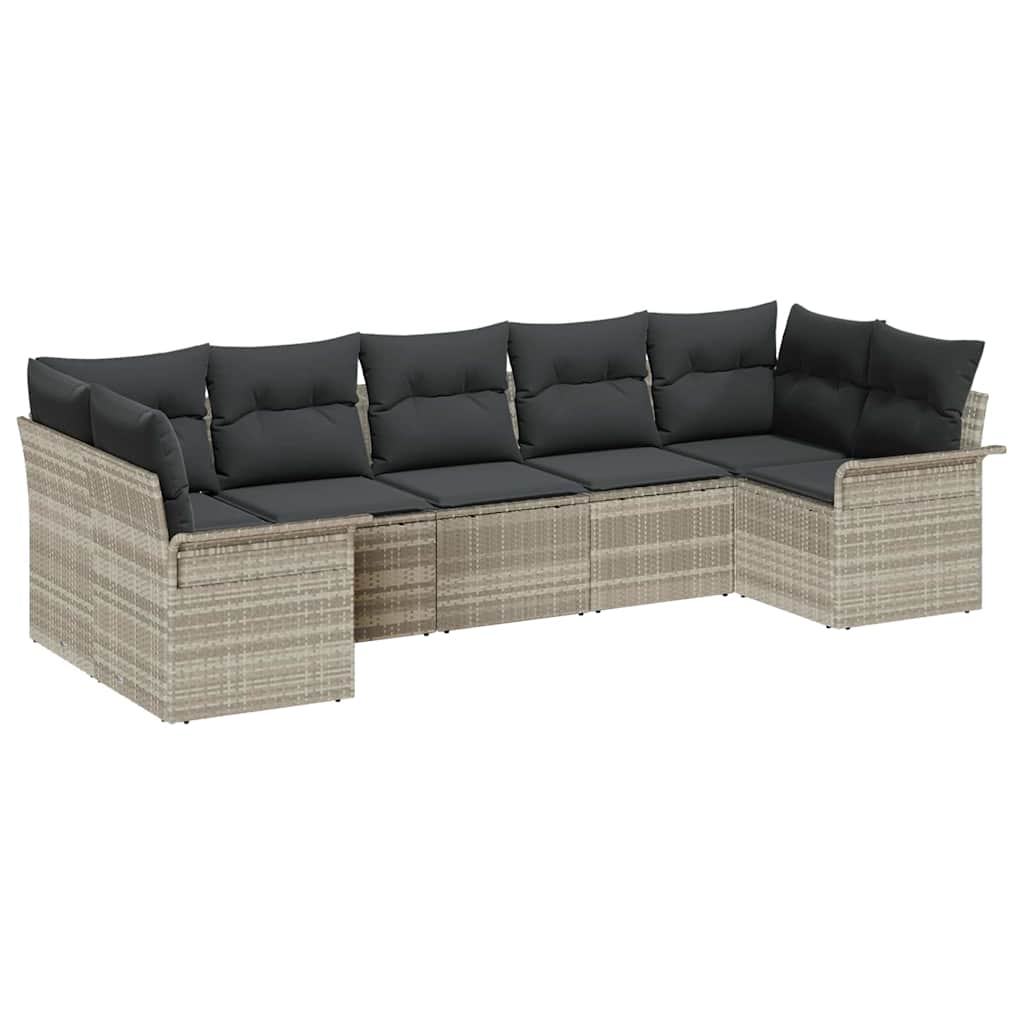 Kerti Kanapé Szett tárolóval 7 pcs Világosszürke Poli rattan