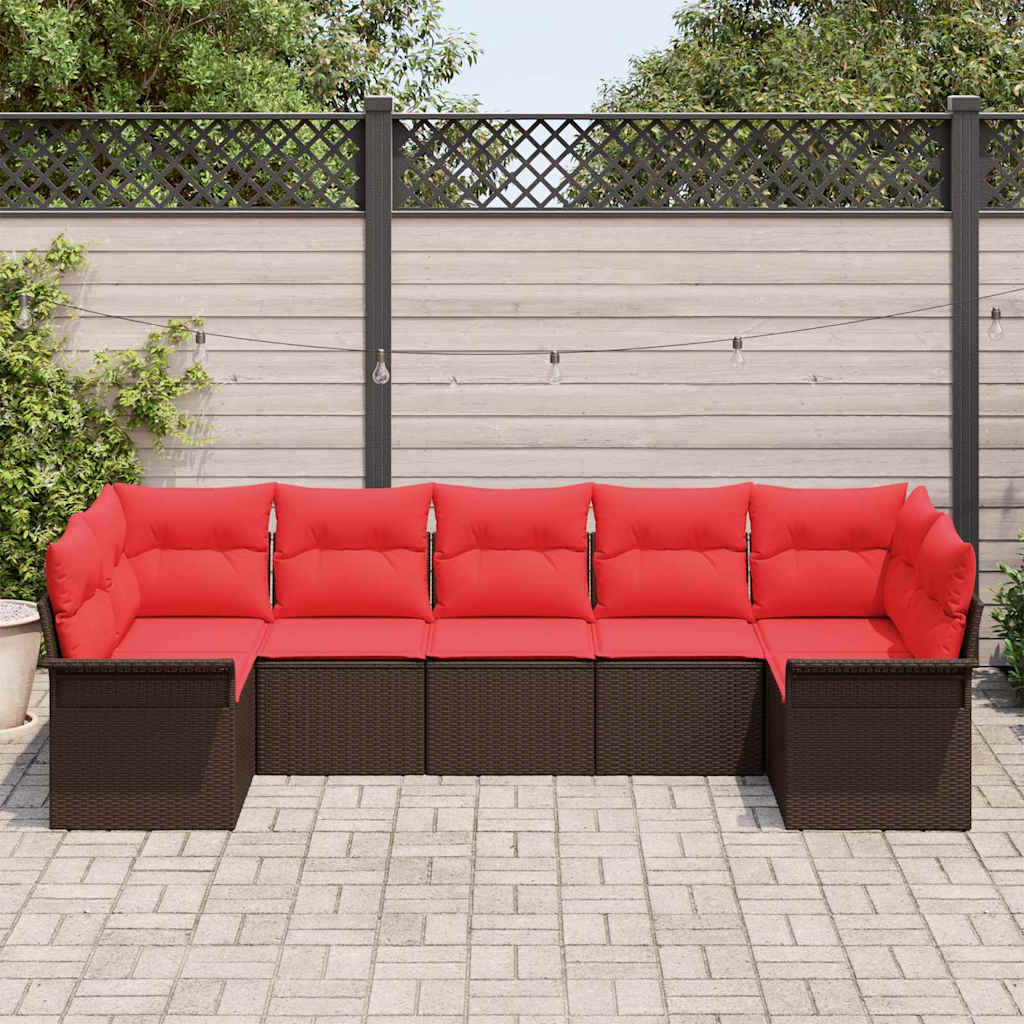 Kerti Kanapé Szett tárolóval 7 pcs Barna Poli rattan