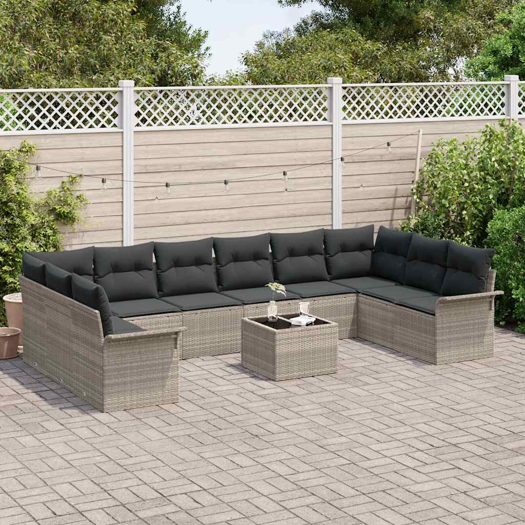 Kerti Kanapé Szett párnával tárolóval 11 pcs Szürke Poli rattan