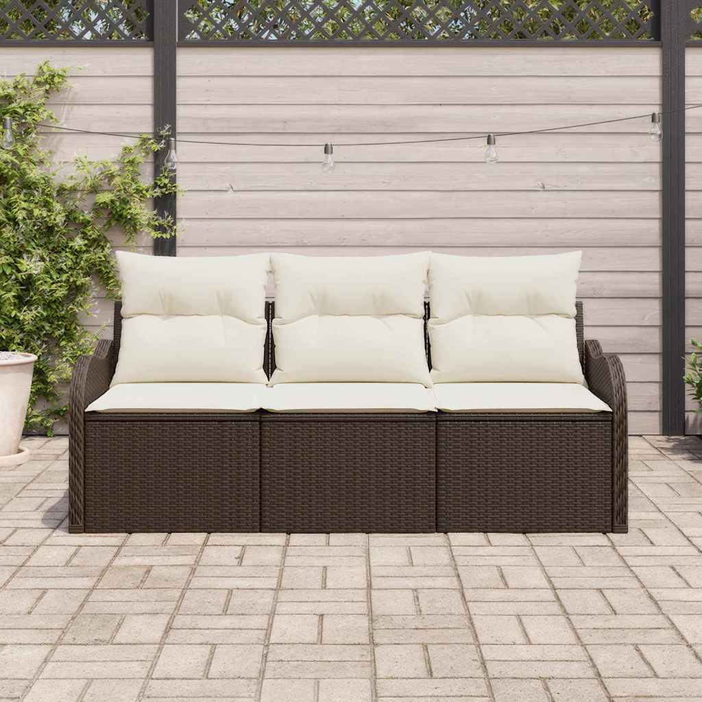 Kerti Kanapé Szett tárolóval 3 pcs Barna Poli rattan