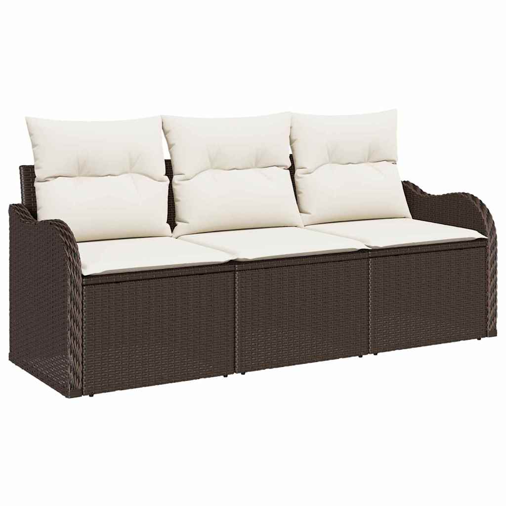 Kerti Kanapé Szett tárolóval 3 pcs Barna Poli rattan