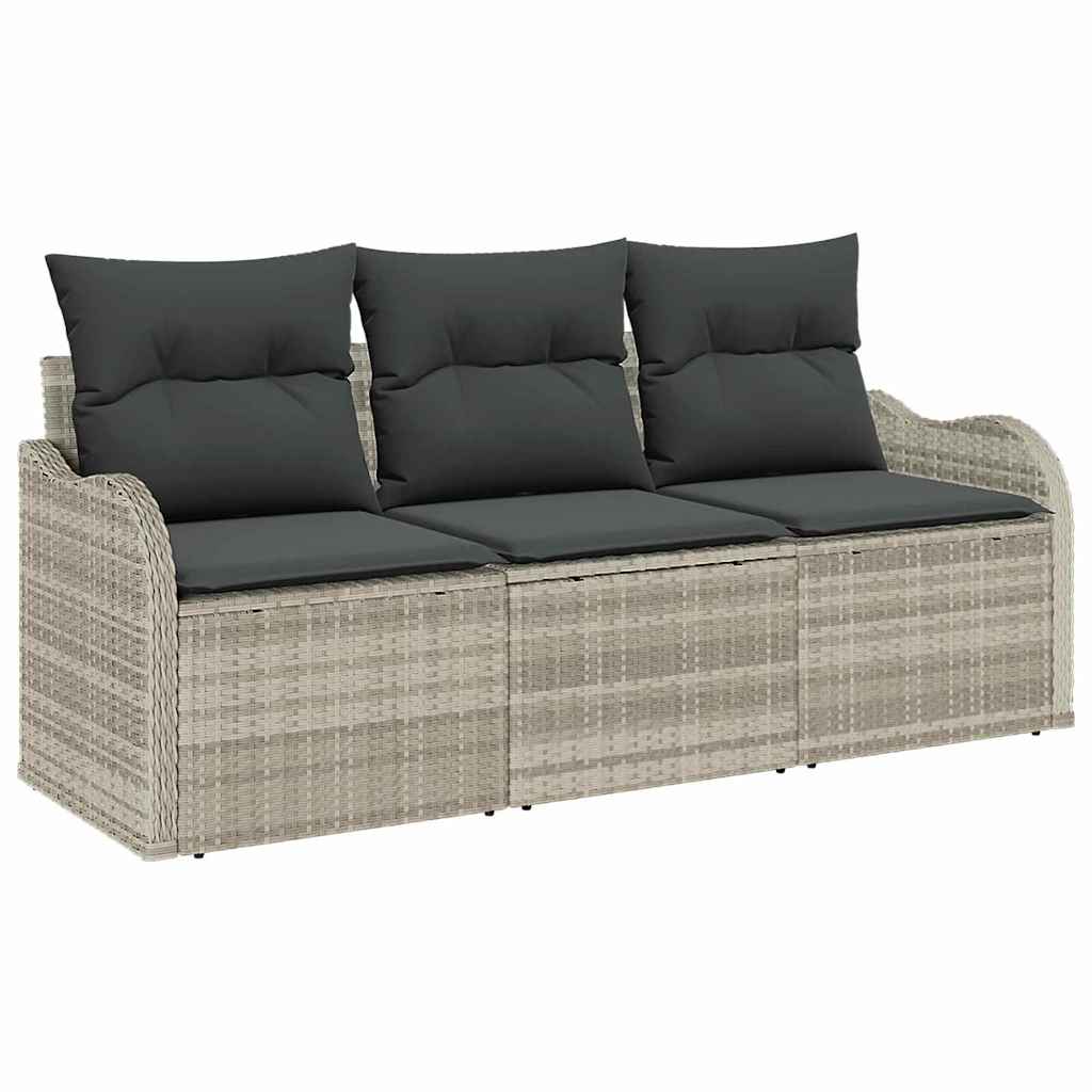 Kerti Kanapé Szett tárolóval 3 pcs Világosszürke Poli rattan