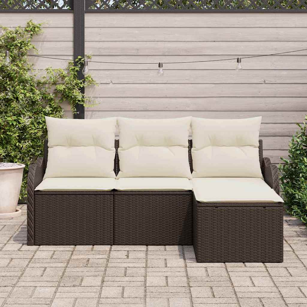 Kerti Kanapé Szett tárolóval 4 pcs Barna polirattan