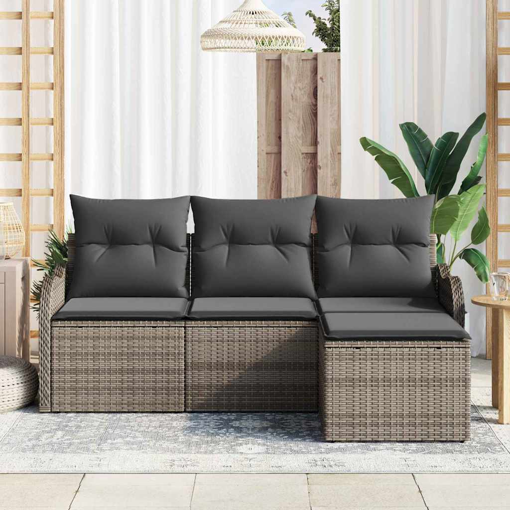 Kerti Kanapé Szett tárolóval 4 pcs Szürke polirattan
