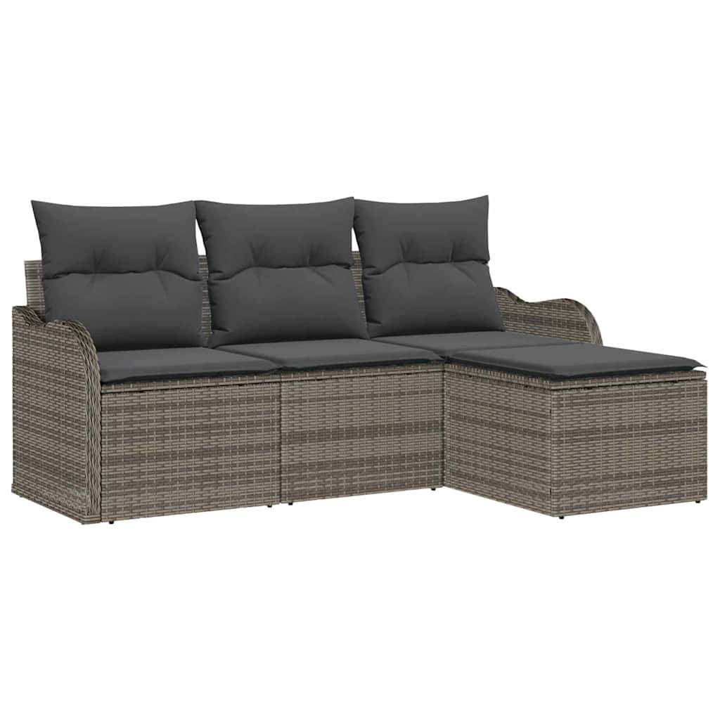 Kerti Kanapé Szett tárolóval 4 pcs Szürke polirattan