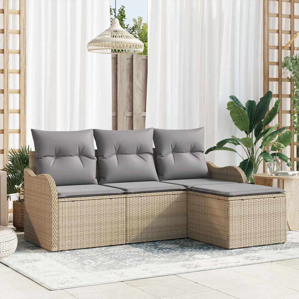 Kerti Kanapé Szett tárolóval 4 pcs Bézs polirattan