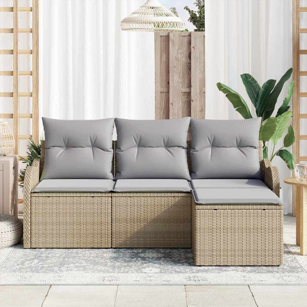 Kerti Kanapé Szett tárolóval 4 pcs Bézs polirattan