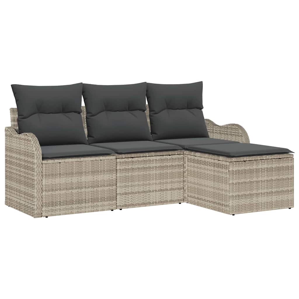 Kerti Kanapé Szett tárolóval 4 pcs Világosszürke polirattan