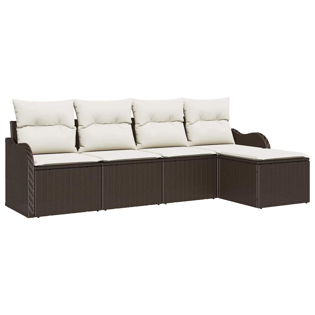 Kerti Kanapé Szett párnával tárolóval 5 pcs Barna Poli rattan