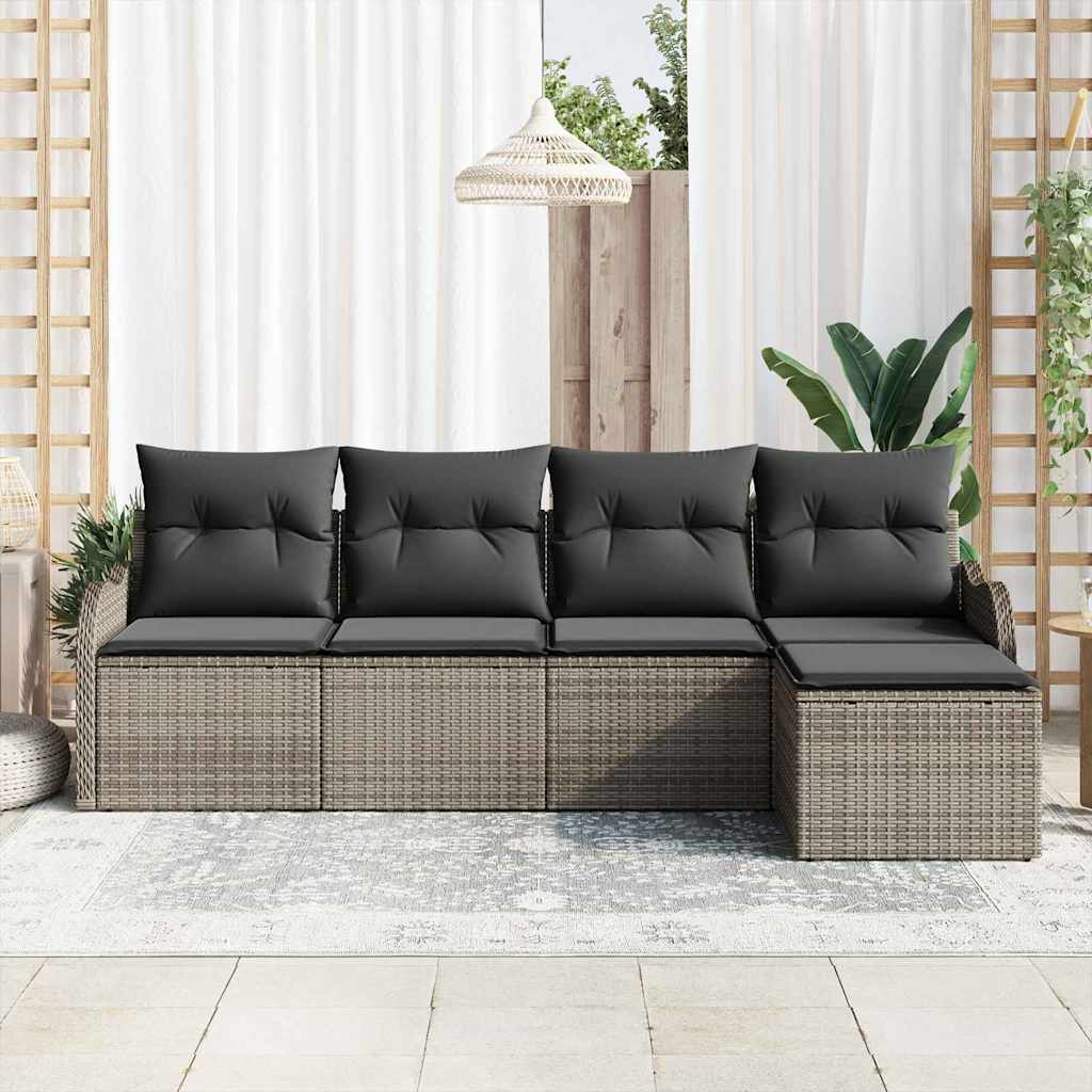 Kerti Kanapé Szett párnával tárolóval 5 pcs Szürke Poli rattan