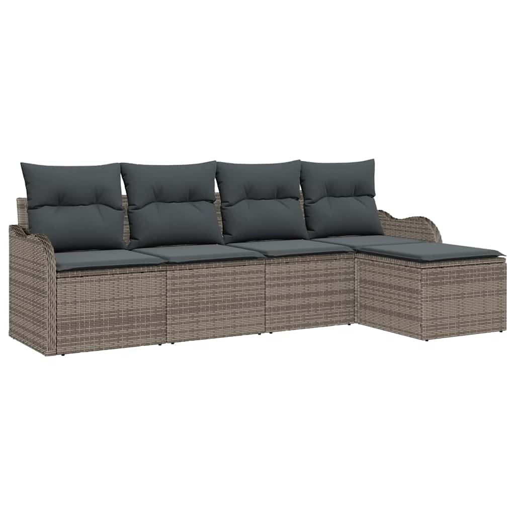 Kerti Kanapé Szett párnával tárolóval 5 pcs Szürke Poli rattan