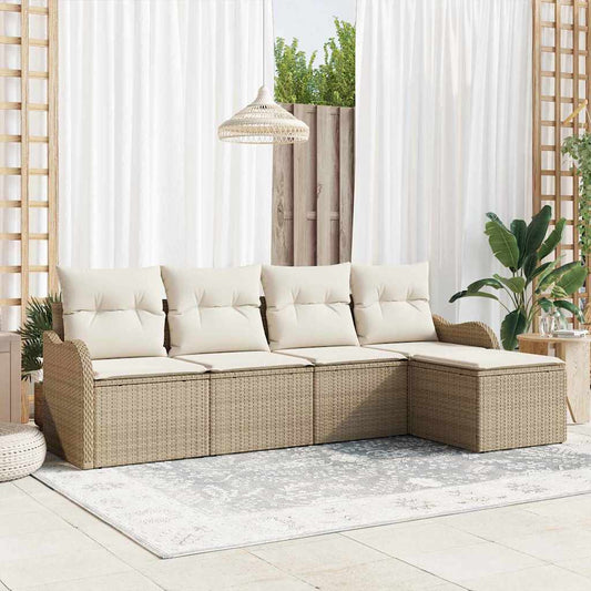Kerti Kanapé Szett párnával tárolóval 5 pcs Bézs Poli rattan