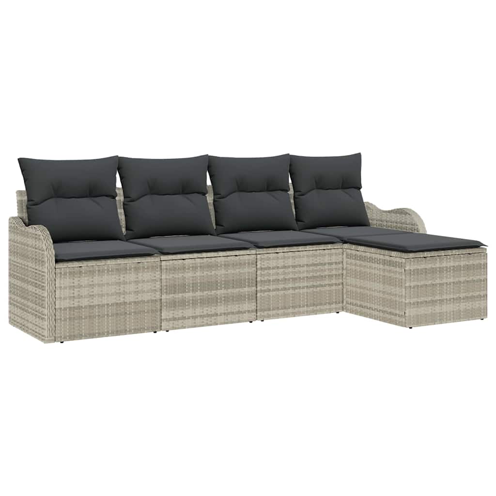 Kerti Kanapé Szett párnával 5 pcs Világosszürke Poli rattan