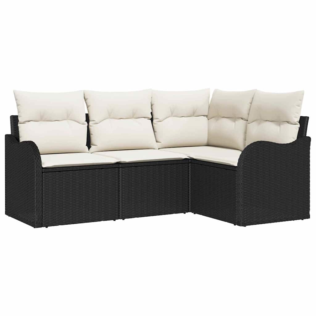 Kerti Kanapé Szett tárolóval 4 pcs Fekete polirattan
