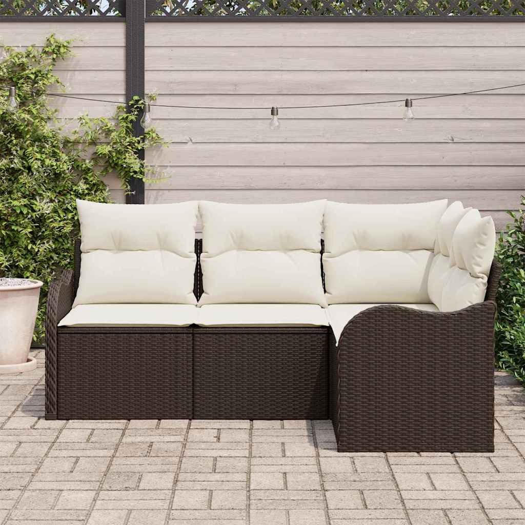 Kerti Kanapé Szett tárolóval 4 pcs Barna polirattan