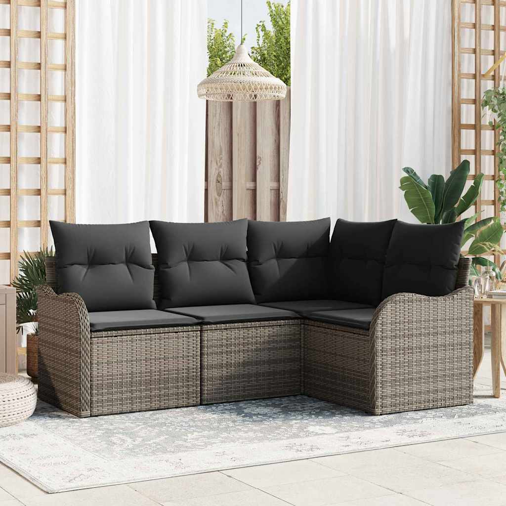 Kerti Kanapé Szett tárolóval 4 pcs Szürke polirattan