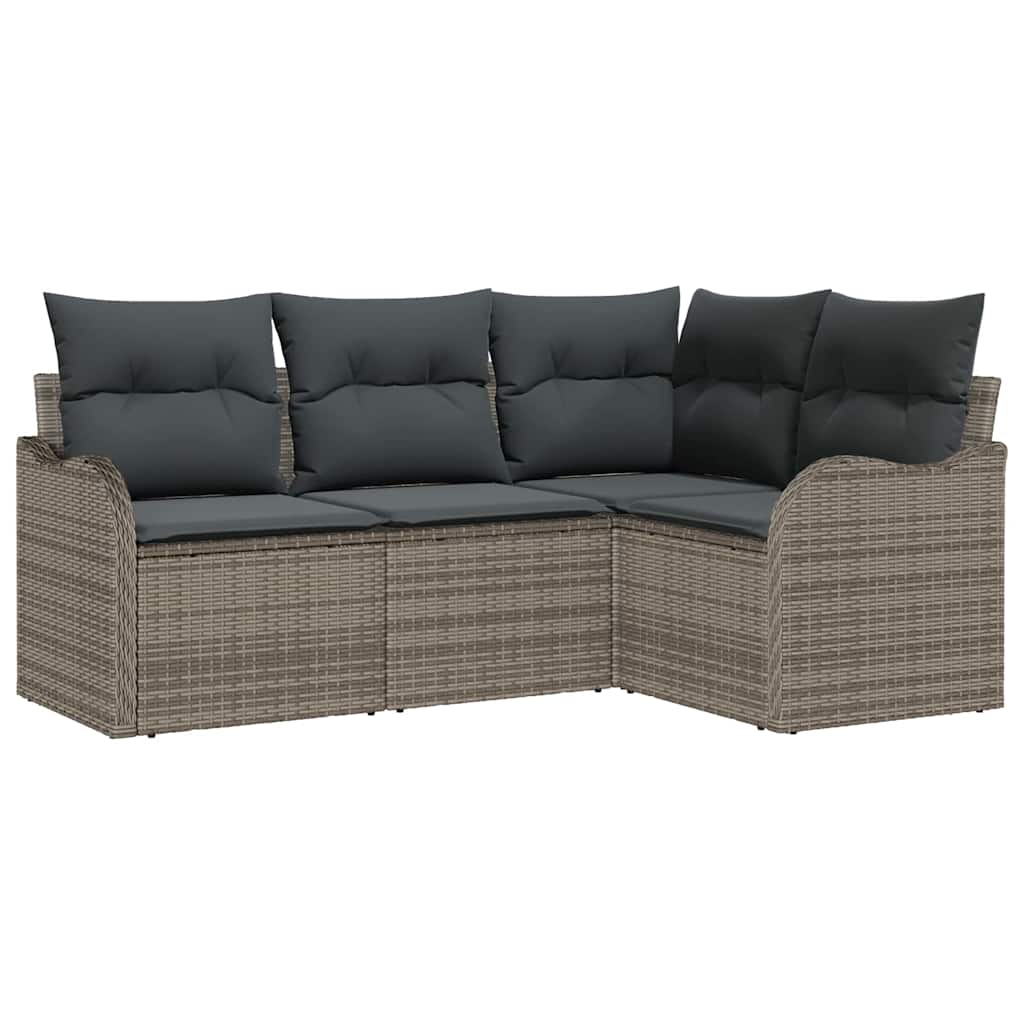 Kerti Kanapé Szett tárolóval 4 pcs Szürke polirattan