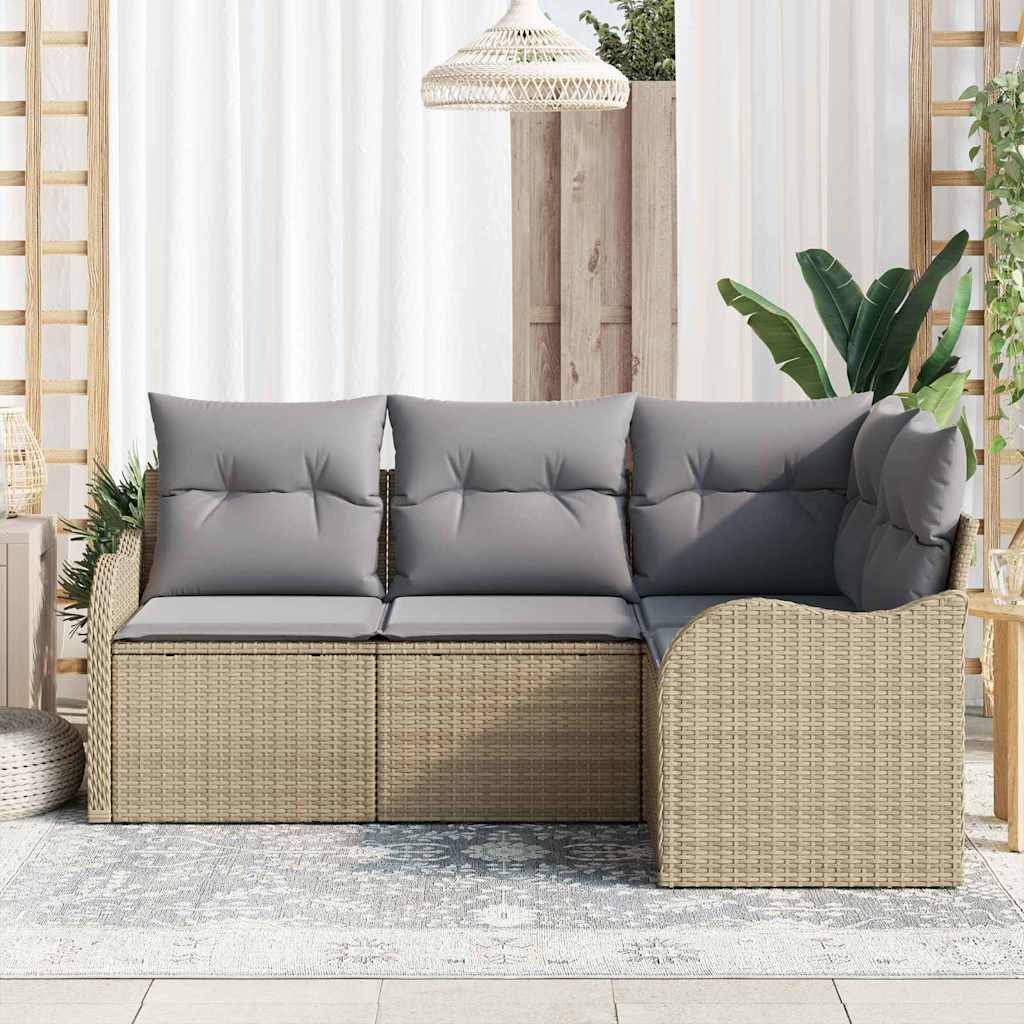 Kerti Kanapé Szett tárolóval 4 pcs Bézs polirattan