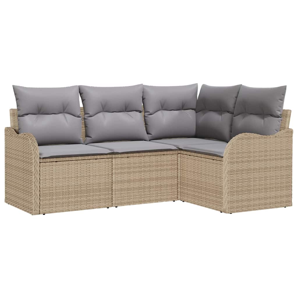Kerti Kanapé Szett tárolóval 4 pcs Bézs polirattan