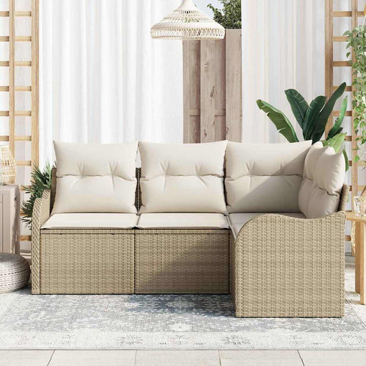 Kerti Kanapé Szett tárolóval 4 pcs Bézs polirattan