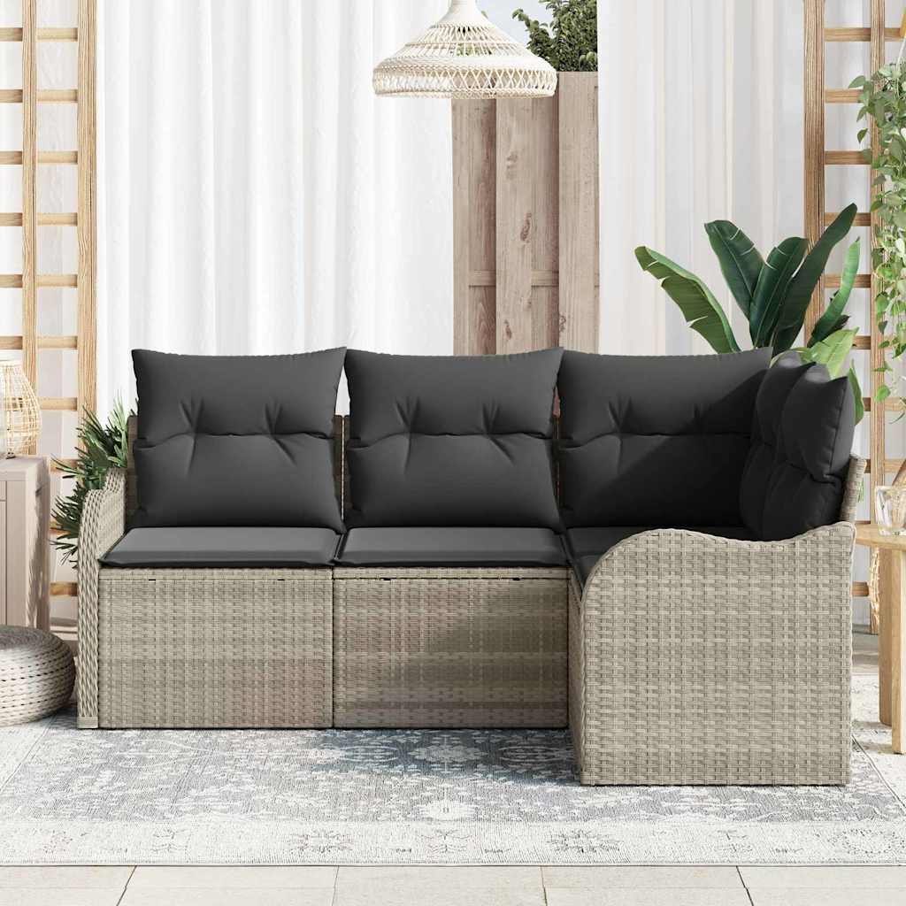 Kerti Kanapé Szett tárolóval 4 pcs Világosszürke polirattan