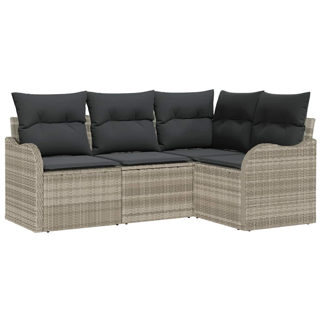 Kerti Kanapé Szett tárolóval 4 pcs Világosszürke polirattan
